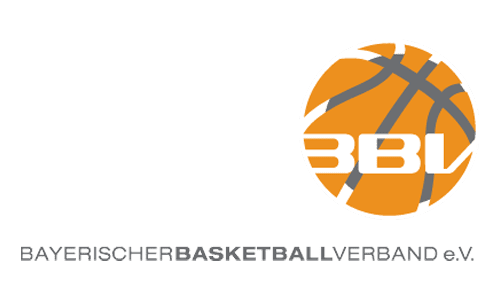 Logo des Bayerischen Basketballverbands mit orangefarbener Basketballgrafik und Text „BBL“.