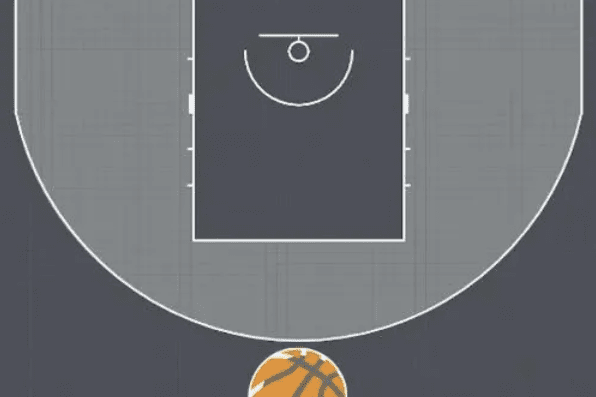 Grafik eines Basketballfeldes mit dem Logo der U17 Bayernliga und der Bezeichnung &bdquo;3x3&ldquo;.